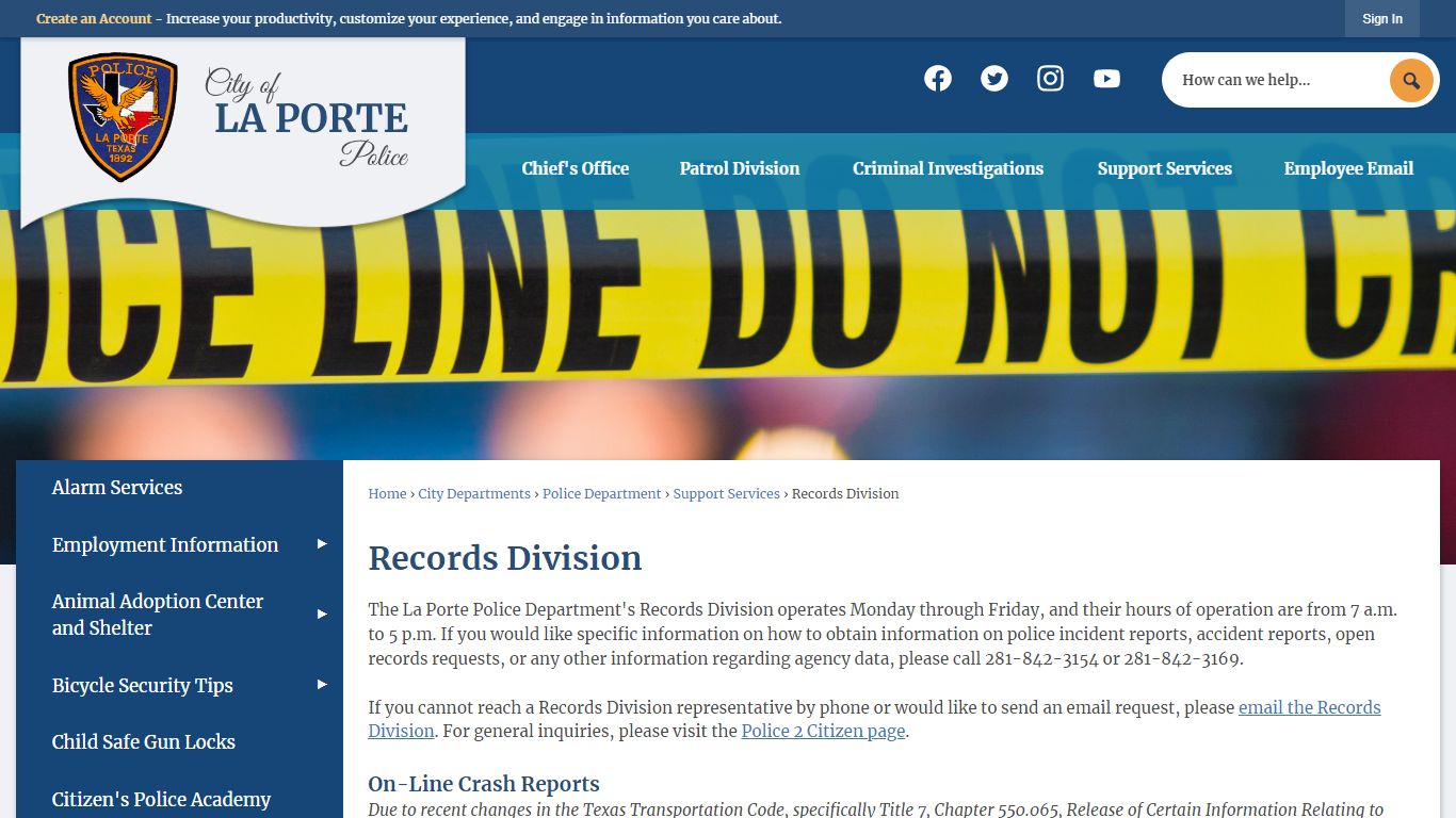 Records Division | La Porte, TX - Official Website